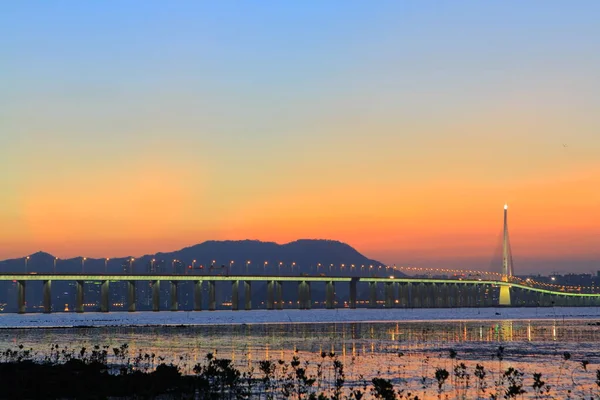 Juli 2011 Zonsondergang Chung Pak Nai Sha Kong Village — Stockfoto