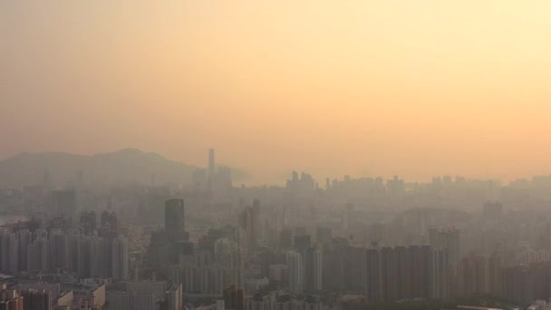 Május 2022 Skyline Kowloon Kowloon Viewing Point Naplementében — Stock videók