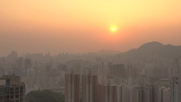 Május 2022 Skyline Kowloon Kowloon Viewing Point Naplementében — Stock videók