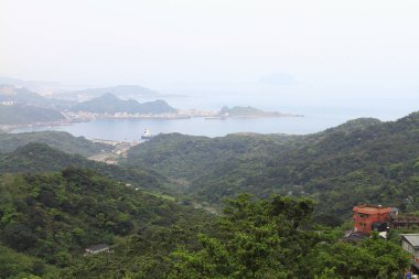 18 Nisan 2011 Taipei Tayvan 'daki Jiufen Eski Caddesi manzarası