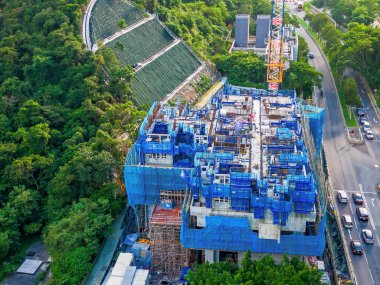 İnşaat halinde, Hong Kong 2 Ekim 2022 'deki inşaat alanında.