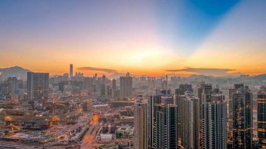 Kowloon, Hong Kong Alacakaranlığı 3 Mayıs 2022