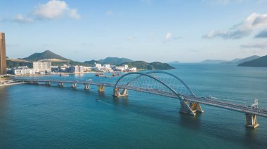 Cross Harbor Köprüsü yapım aşamasında, Tseung Kwan O 5 Ekim 2022