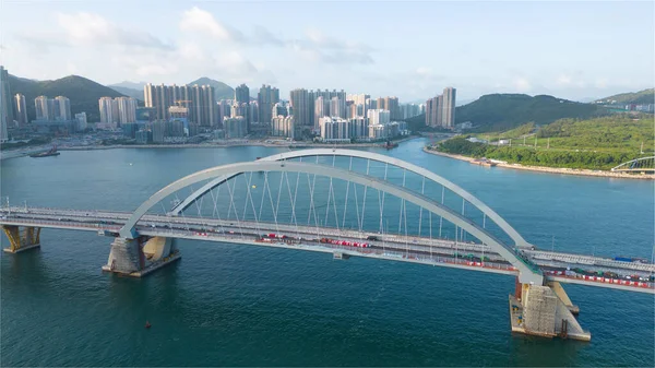 Puente Del Puerto Cruzado Construcción Tseung Kwan Oct 2022 —  Fotos de Stock