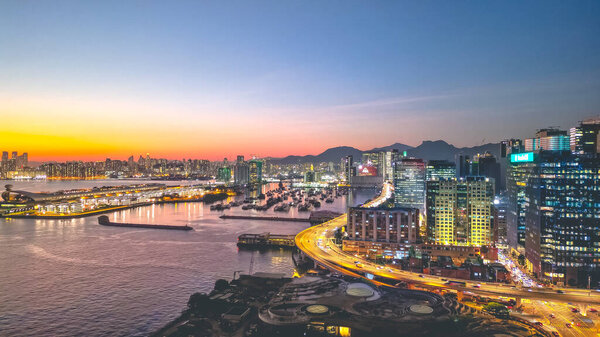 Victoria Harbour sunset and night view at Kwun tong 5 may 2022