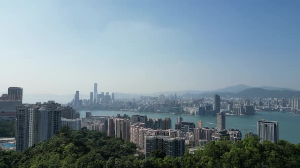 Punto Vista Victoria Harbour Desde North Point Hong Kong Abril — Vídeos de Stock