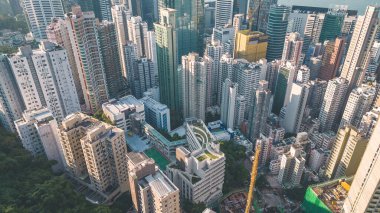 14 Ekim 2022 Chai Wan, Hong Kong şehir silueti.