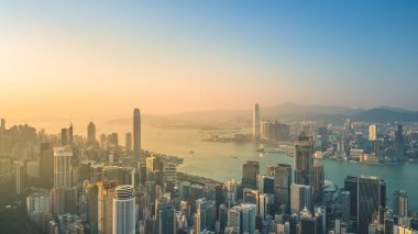 Chai Wan şehrinin silueti, Hong Kong 14 Ekim 2022