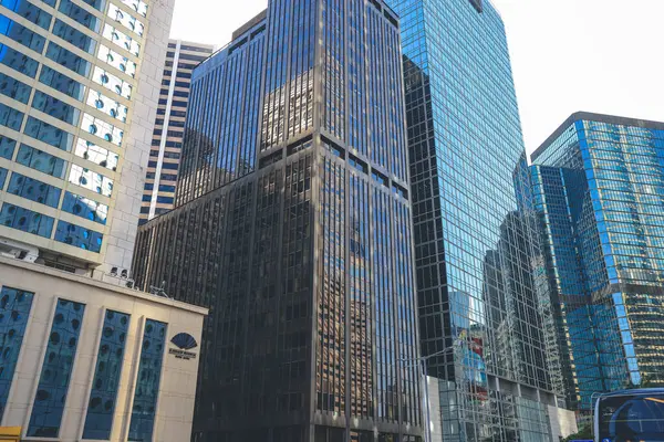 Σύγχρονοι Χρηματοοικονομικοί Ουρανοξύστες Στην Κεντρική Επιχειρηματική Περιοχή Οκτ 2022 — Φωτογραφία Αρχείου