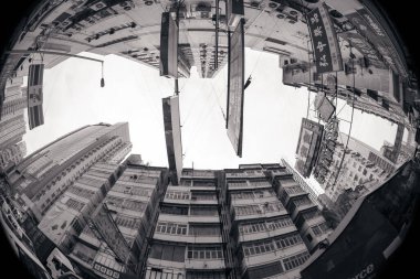18 Şubat 2012 Mong kok 'un batısındaki eski apartman binaları veya Tong Lau.