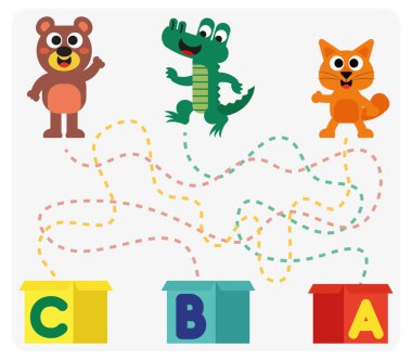 Harf temalı çalışma tablosu. Çocuk çalışma kağıtları. Olay sayfası