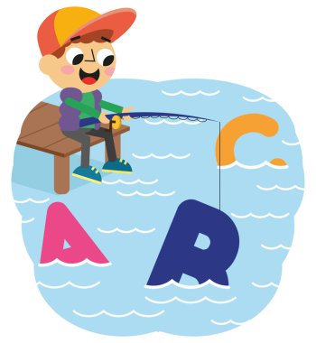 Şirin hayvanlar üzerinde harfler yazan arabalarla yolda araba kullanırlar.