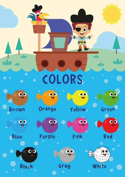 Cute Pirate Poster Colors — Stock Vector