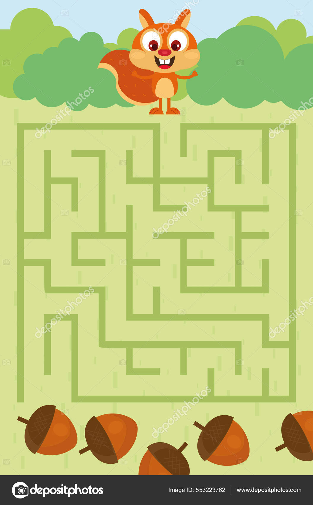 labirinto jogo de quebra-cabeça para crianças par esquilo bonito dos desenhos  animados rinoceronte raposa joaninha com a planilha imprimível de comida  correta 11207686 Vetor no Vecteezy