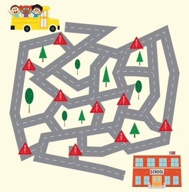 Okula giden çocuklar için bulmaca sayfası