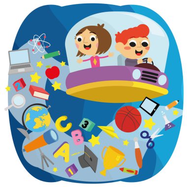 Karton kutuyla oynayan tatlı çocuk.