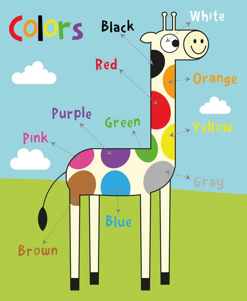 Zürafalar Renkli Benekler Için Şirin Bir Poster — Stok Vektör