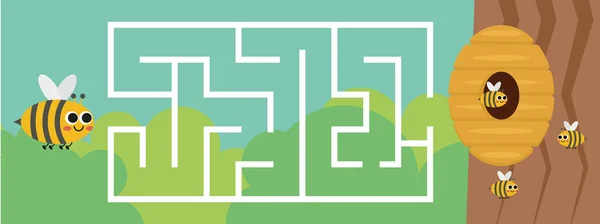  Arı temalı çocuklar için Maze yapboz sayfası