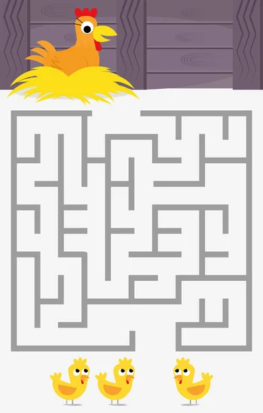 Tavuk temalı çocuklar için Maze yapboz sayfası