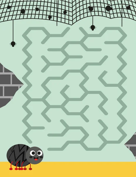 Örümcek temalı çocuklar için Maze yapboz sayfası