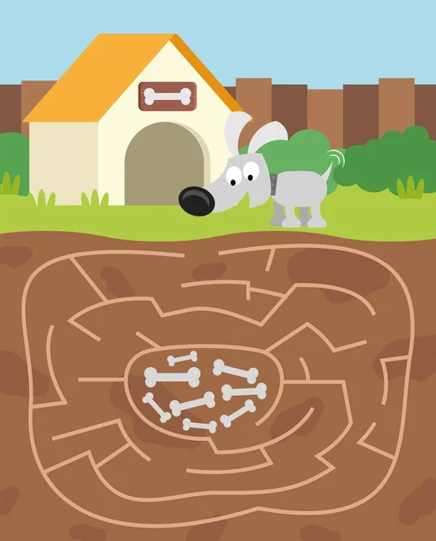 Köpek temalı çocuklar için Maze yapboz sayfası
