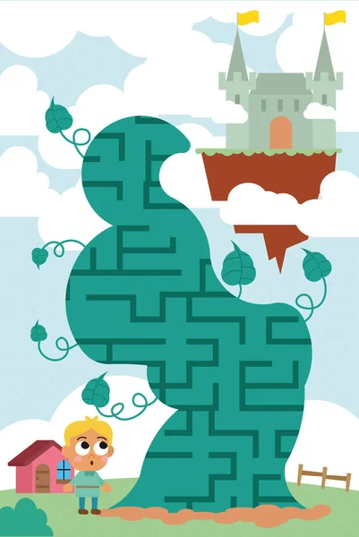 Maze Puzzle Page Children Fairy Tale Theme — Stock Vector