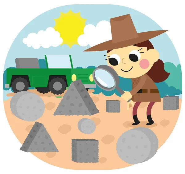 Vector Illustration Cute Archaeologist Theme Shapes — Stock Vector