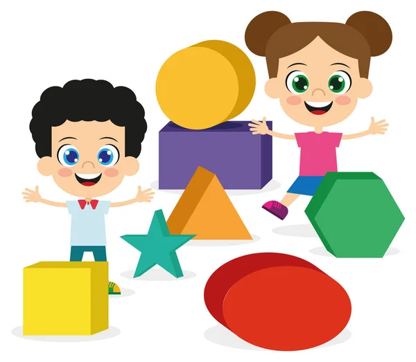 Lindos Niños Sobre Tema Las Formas Para Los Niños — Vector de stock