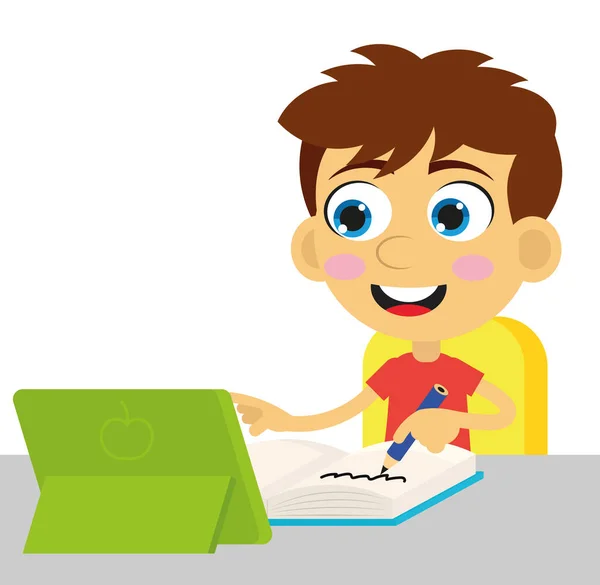 Çevrimiçi Eğitim Çocuklara Öğretme — Stok Vektör