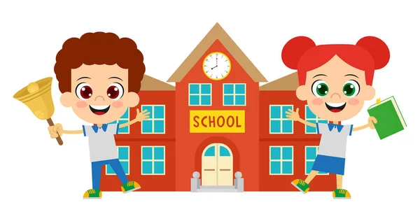 Cute Students First Day School — Stock Vector