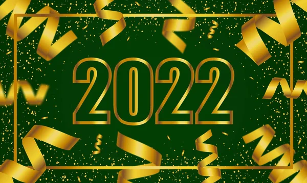 Happy New Year 2022 Green Background —  Vetores de Stock