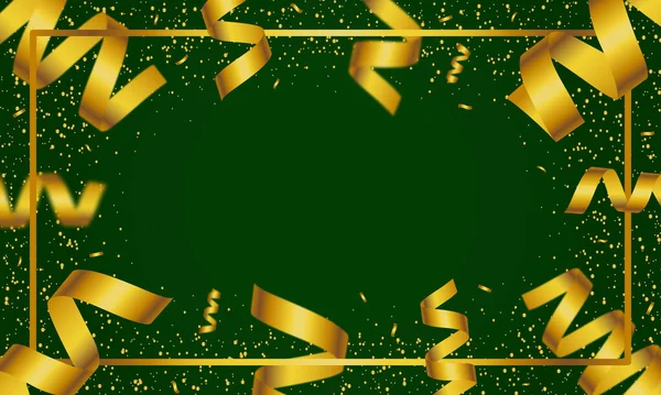 Celebration Card Green Backgroup Wth Confetti — стоковый вектор