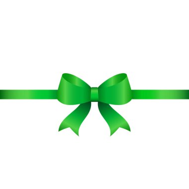 Beyaz arkaplanda uzun kurdeleli yeşil fiyonk