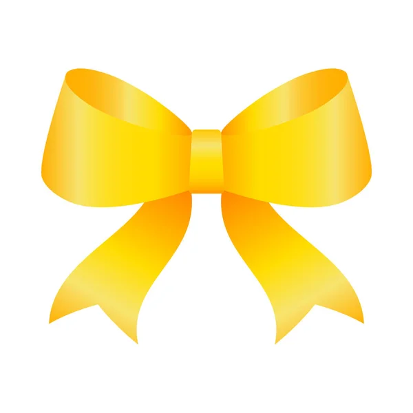 Satin Golden Yellow Bow White Background — стоковий вектор