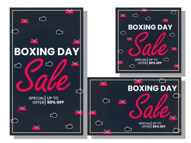 Toplama vektör illüstrasyon boks günü sosyal medya şablon tasarımı. Hikayeler için şablon, sosyal medya paylaşımları, afiş sosyal medya, afiş reklamları ve satış
