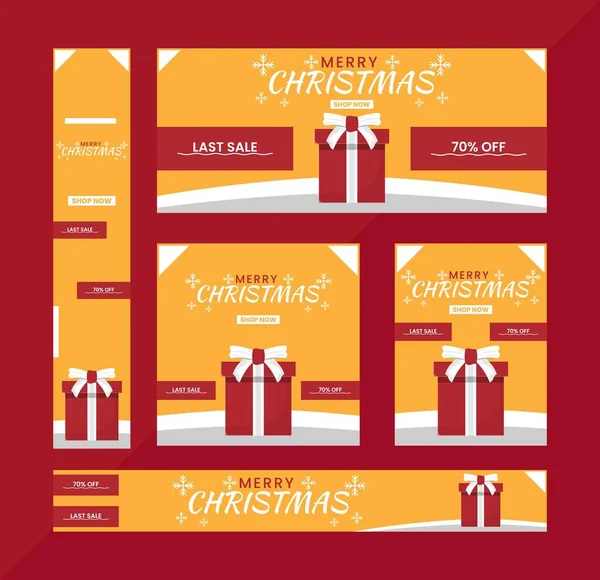 Vector Illustration Set Christmas Banner Flat Design Template Poster Social — Stock Vector
