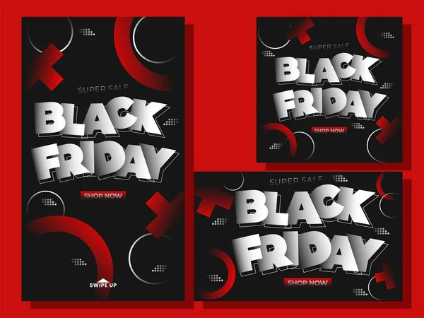 Vector Illustration Black Friday Social Media Post Collection Banner Design — Stock Vector