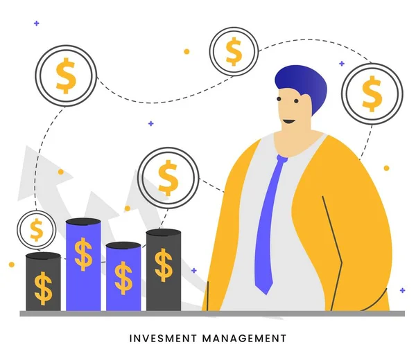 Investment Management People Character Career Growth Success Illustration Money Growth — Stock Vector