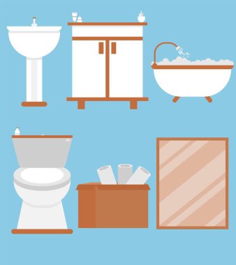 Vektör düz tasarım Banyo mobilyalarını ayarla