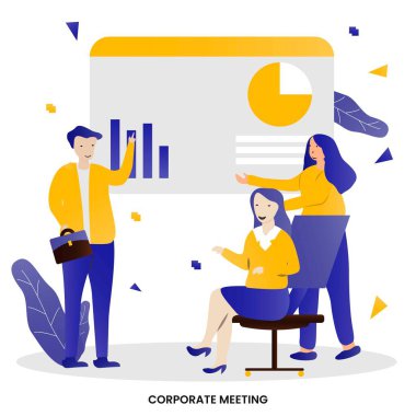 CORPORate Toplantısı - bir grup çalışan konuşuyor ve tartışıyorlar. Takım tartışması, sohbet, iş iletişimi