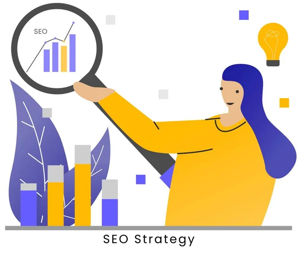 Estrategia Seo Marketing Rendimiento Análisis Concepto Posicionamiento Motores Búsqueda Estrategia — Vector de stock