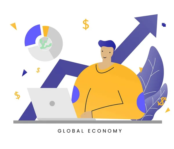 Économie Mondiale Global Investment Business Improvement Finance Economy Global People — Image vectorielle