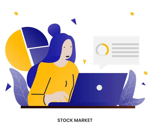 Stock Market Tőzsdén Kereskedők Koncepciója — Stock Vector