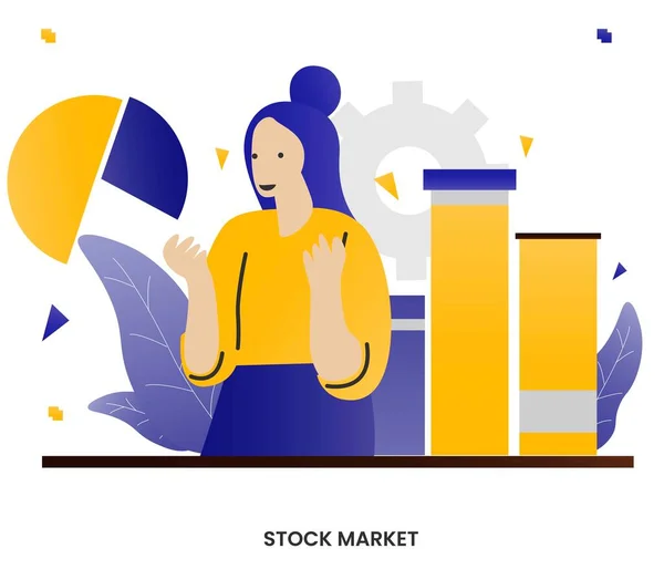 Stock Market Tőzsdén Kereskedők Koncepciója — Stock Vector