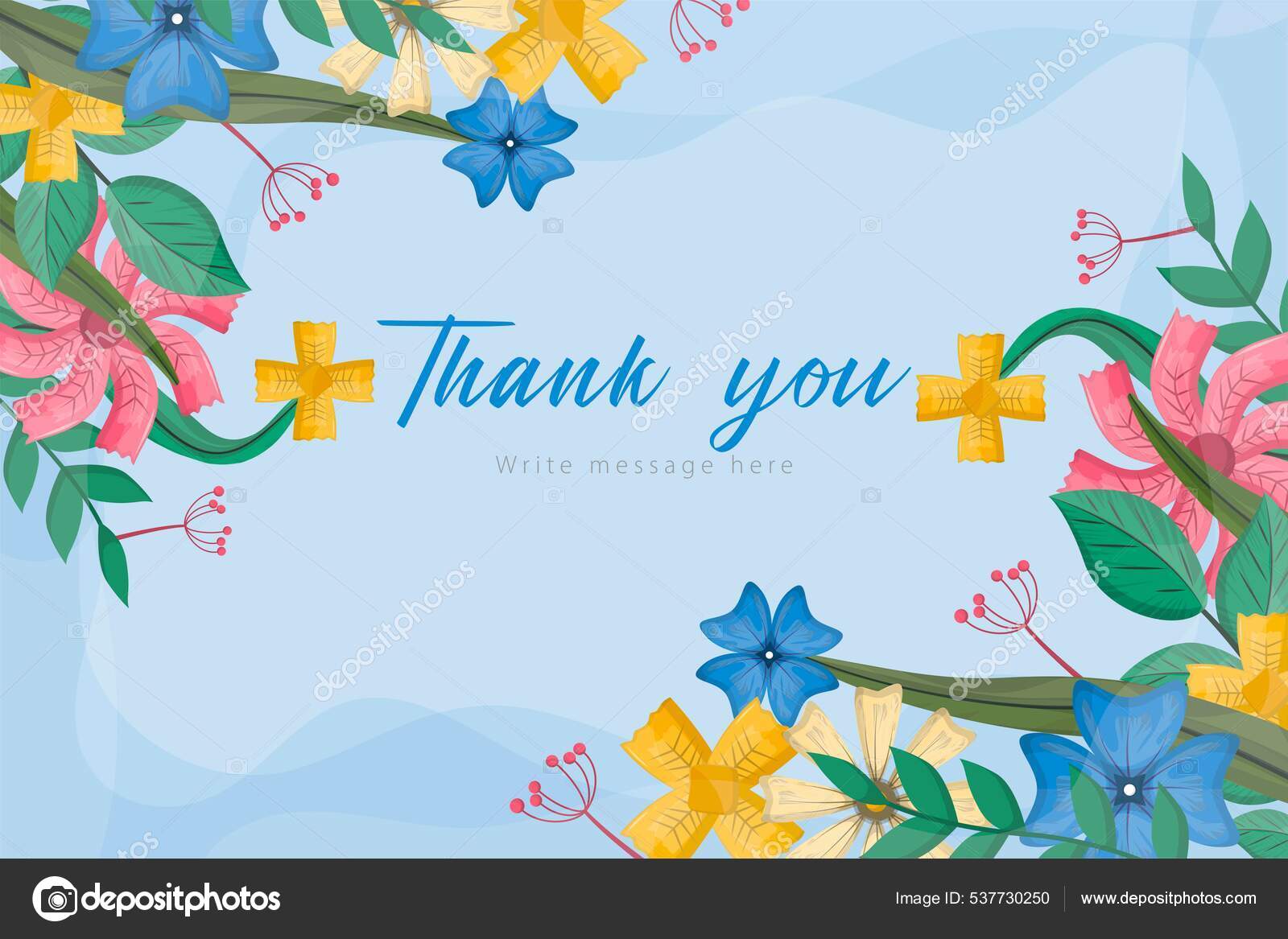 Thank You Card Flower Frame Background Vector Background Greeting Cards