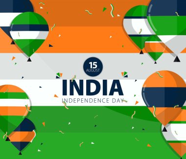 INDIA INDEPENCE GÜNÜ - 15 Ağustos ve Hindistan Cumhuriyet Günü için vektör şablonu tasarımı. Poster, el ilanı, afiş arkaplanı