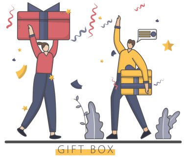 Modern düz tasarım hediye kutusu çizimi