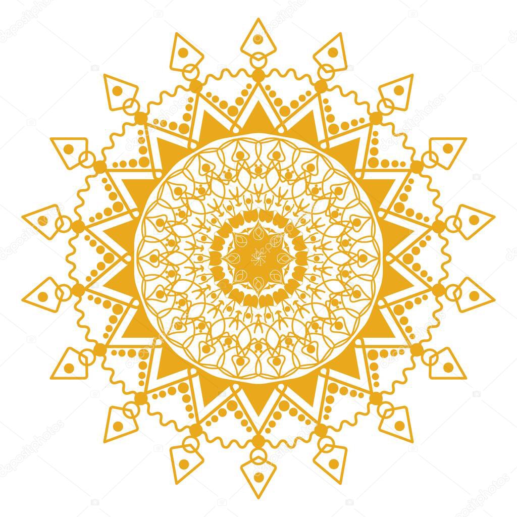 Luxury ornamental mandala design background in gold color. Luxury flower decoration Ramadan background