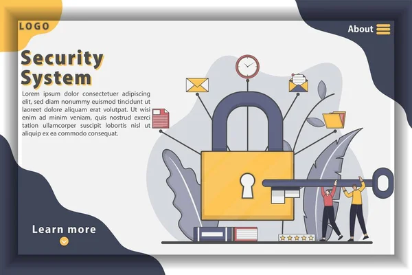 Концепция Целевой Страницы Системы Безопасности Векторной Иллюстрации Защита Данных Конфиденциальность — стоковый вектор
