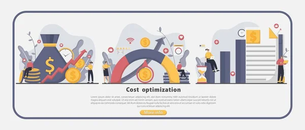 Conjunto Ilustración Vector Coste Optimización Concepto Landing Page — Archivo Imágenes Vectoriales